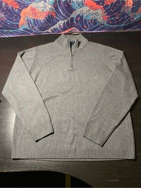 Faconnable Men's Grey Half-Zip Wool Blend Sweater